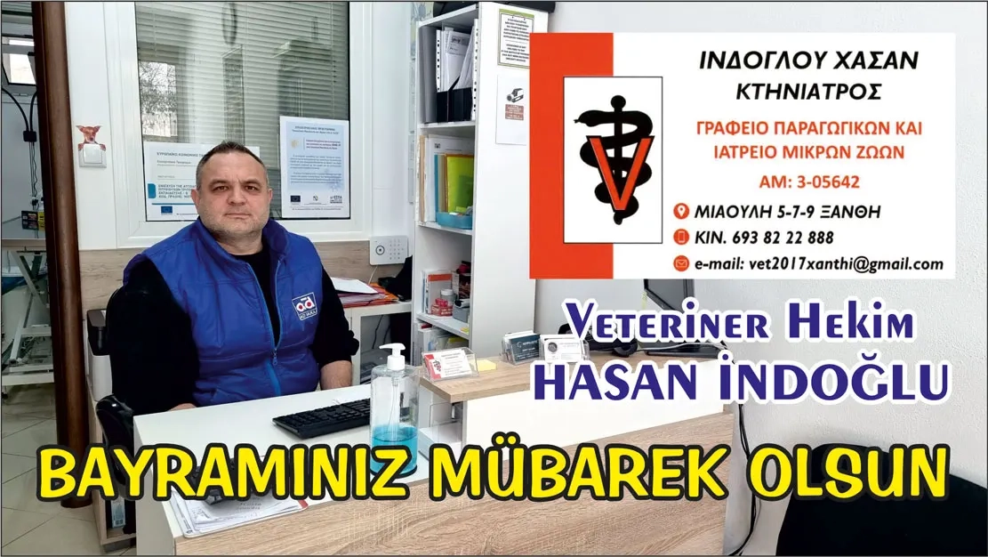Veteriner Hekim HASAN İNDOĞLU mutlu ve huzurlu bir bayram geçirmenizi diler 