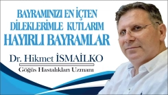 Göğüs Hastalıkları Uzmanı Dr. Hikmet İSMAİLKO bayramınızı en içten dilekleriyle kutlar 