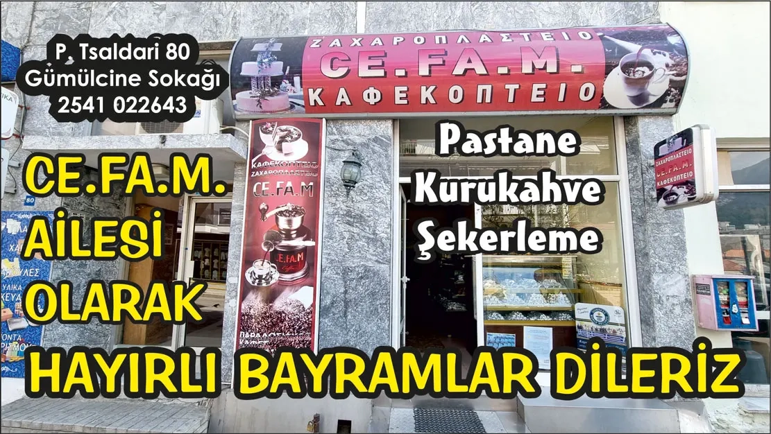 CE.FA.M Pastanesi tüm soydaşlarımızın Ramazan bayramını tebrik eder 