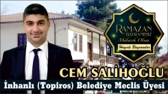 İnhanlı Belediye Meclis Üyesi CEM SALİHOĞLU Ramazan bayramınızı en içten dilekleriyle kutlar