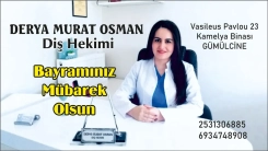 Diş Hekimi Derya MURAT OSMAN sizin ve sevdiklerinizin Ramazan bayramını kutlar