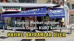 İskeçe Karşı Mahalle girişindeki Express Market sahipleri Sergen ve Özgen KURT kardeşler Ramazan bayramınızı en içten dilekleriyle kutlarlar