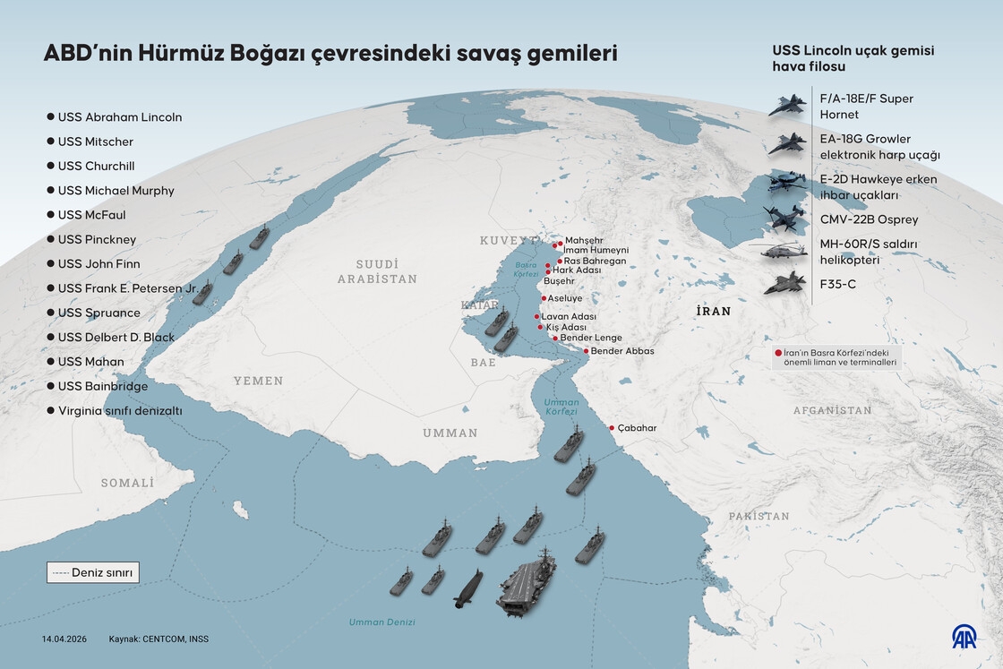 ABD'nin Hürmüz Boğazı çevresindeki savaş gemileri