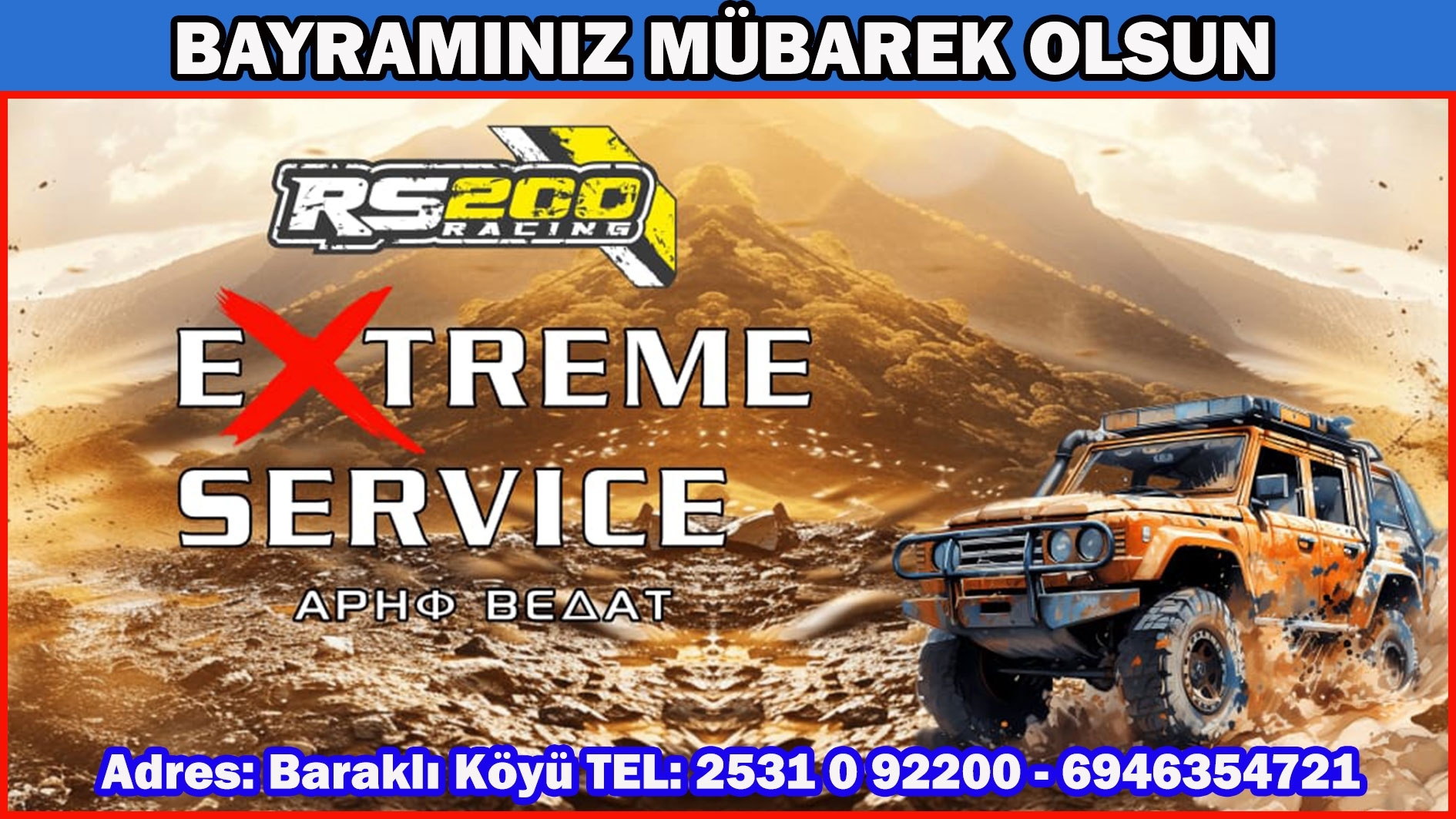Extreme SEVRİCE oto tamirhanesi sahibi Vedat Arif Kurban bayramınızı tebrik eder 