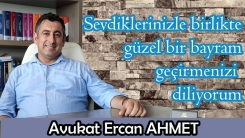 Avukat Ercan AHMET tüm soydaşlarımızın Kurban bayramını tebrik eder 
