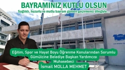 Gümülcine Belediye Başkan Yardımcısı İSMAİL MOLLA MEHMET tüm soydaşlarımızın Kurban bayramını kutlar, hayırlı bayramlar diler 