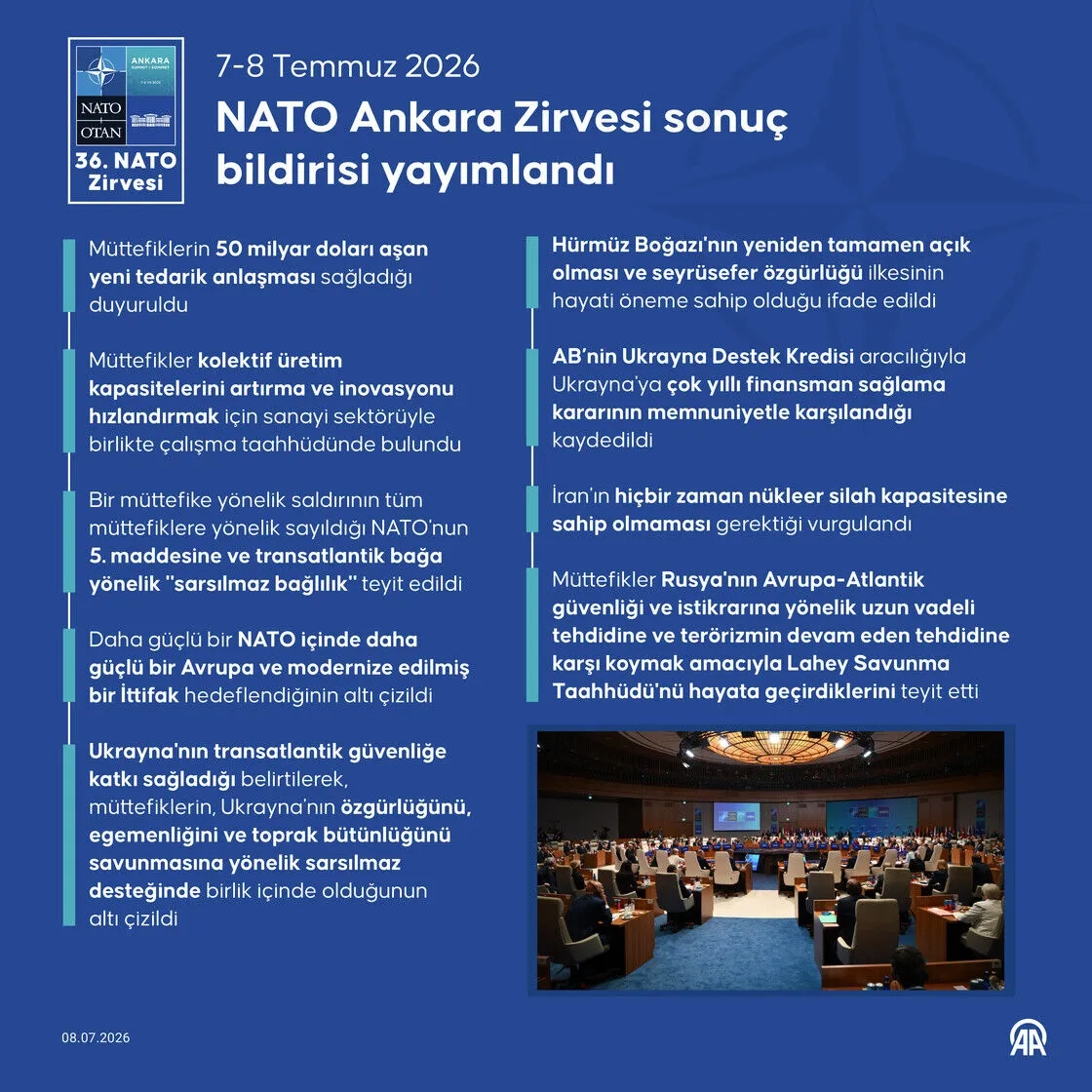 7-8 Temmuz 2026 NATO Ankara Zirvesi sonuç bildirisi yayımlandı