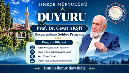 Prof. Dr. Cevat Akşit Hocaefendi, İskeçe Çınar Camii'nde soydaşlarla buluşacak