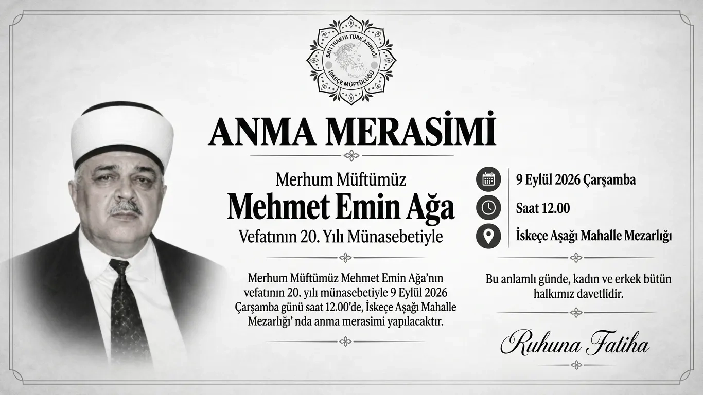 Merhum Müftü Mehmet Emin Aga, vefatının 20. yılında dualarla anılacak