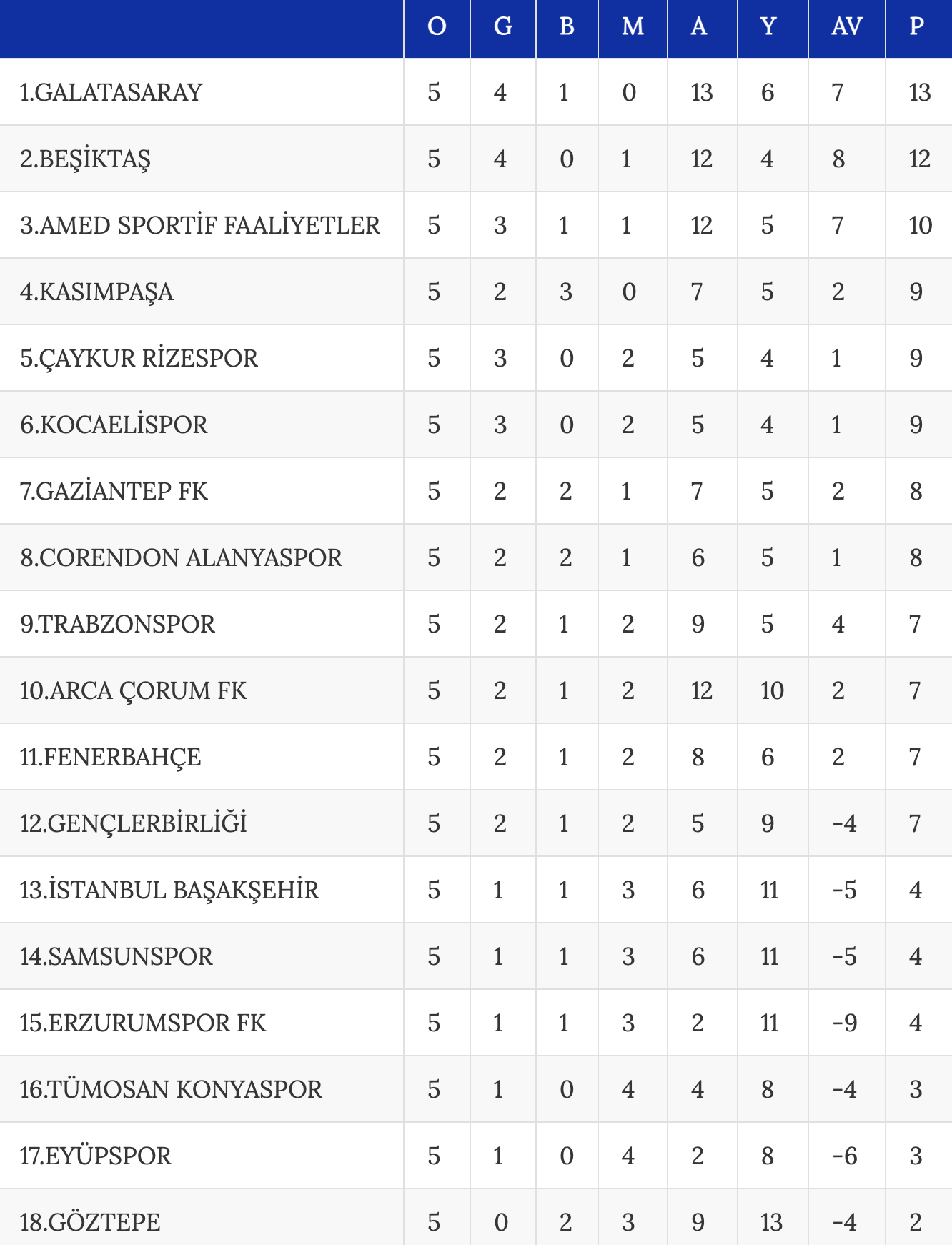 Trendyol Süper Lig'de görünüm