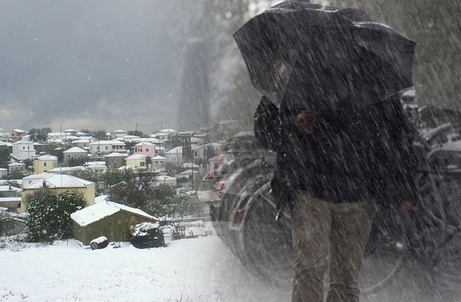 Κακοκαιρία σε όλη τη χώρα με βροχές και χιονοπτώσεις