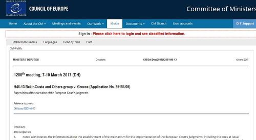 Προειδοποίηση προς την Ελλάδα από την Επιτροπή των Υπουργών του Συμβουλίου της Ευρώπης