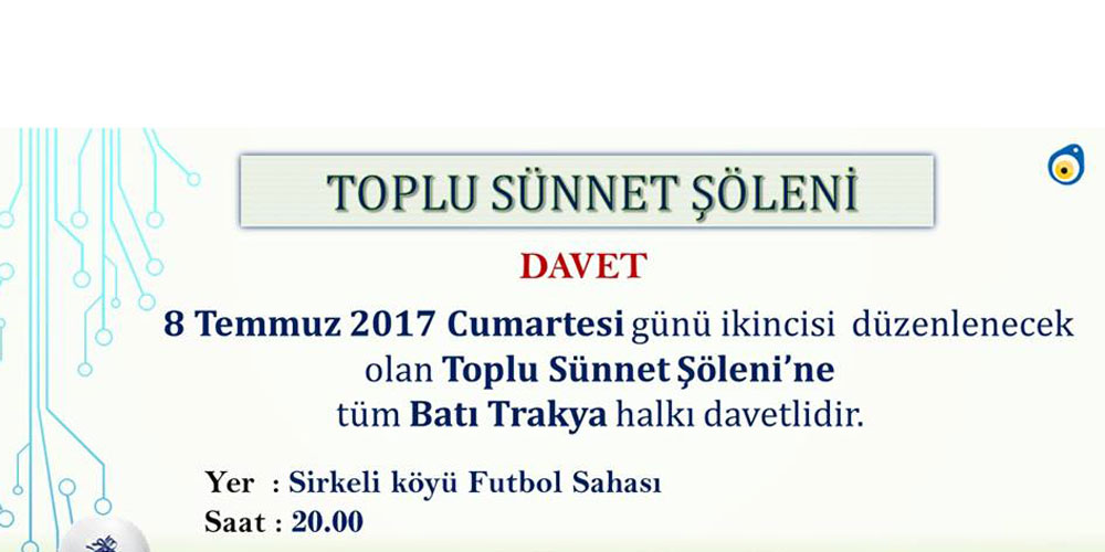 2. Toplu Sünnet Şöleni Sirkeli’de yapılacak